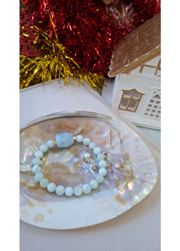 Lepidolit & Akumarin Bileklik