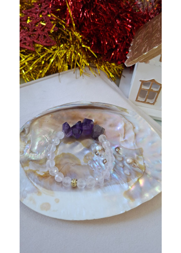 Pembe Kuvars & Ametist Bileklik