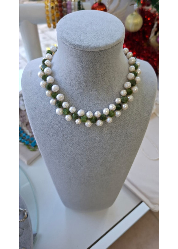 İnci & Yeşim Taşı Kolye