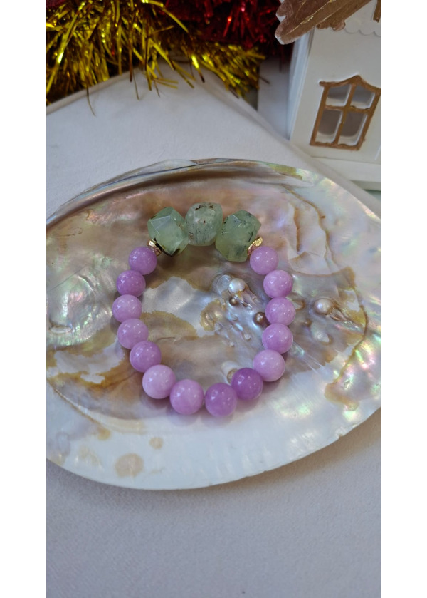 Kunzit & Prehnit (Prinayt) Bileklik