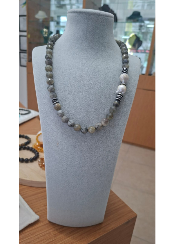 Labradorit & İnci Kolye