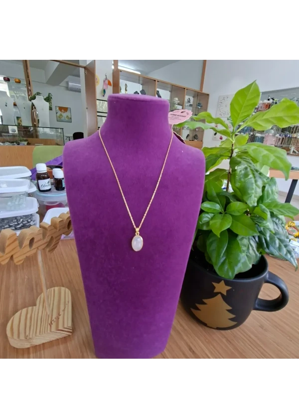 Pembe Kuvars Gümüş Kolye